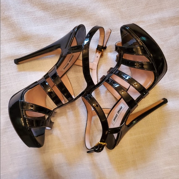 MIU MIU black patent leather caged platform - Picture 6 of 8